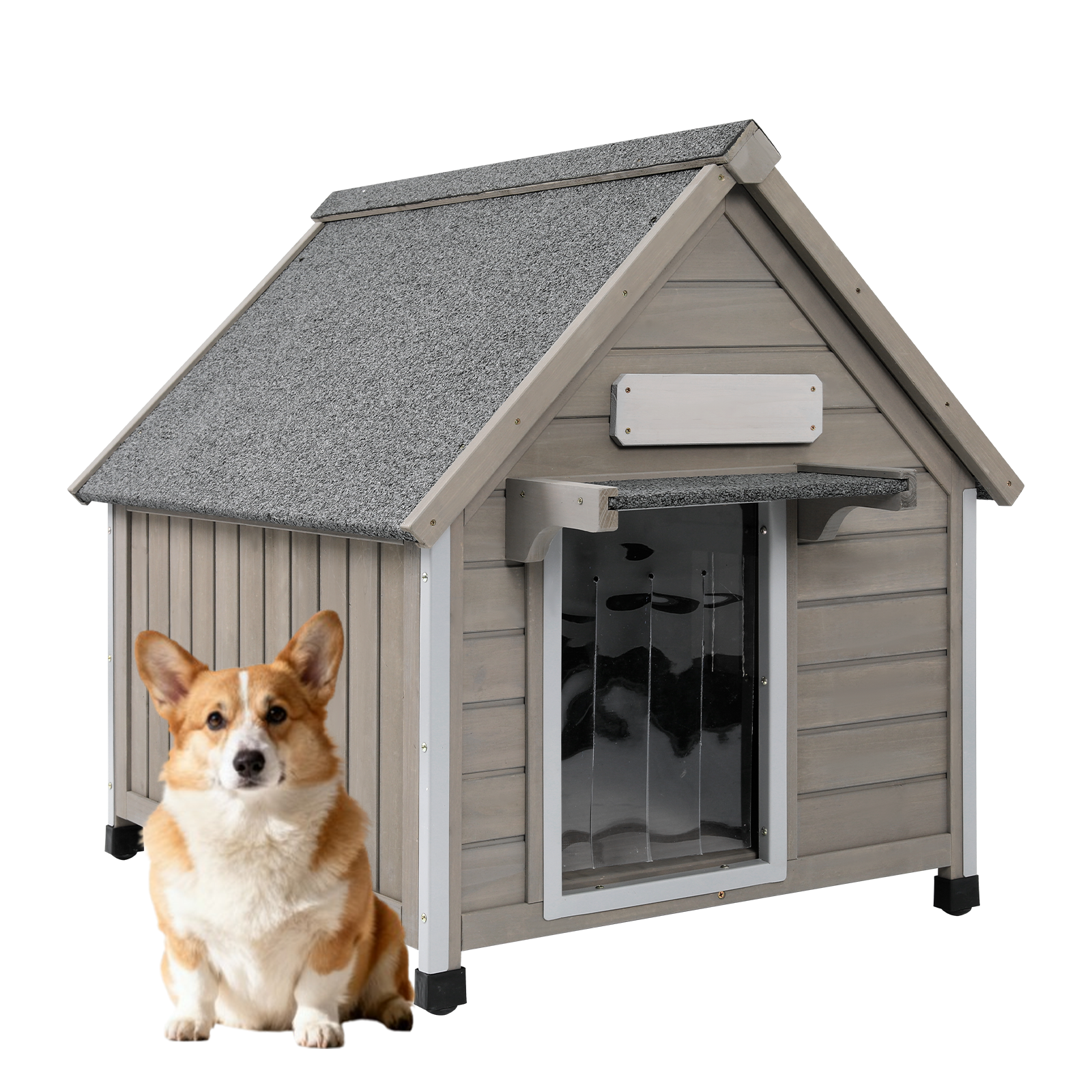 35.4" Outdoor Indoor Wooden Dog House for Small to Medium Dogs-PET43