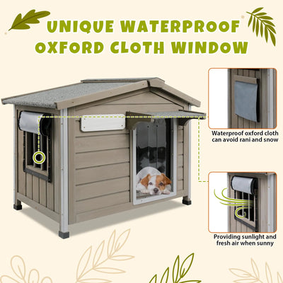 Spacious Wooden Doghouse for Small, Medium, and Large Dogs – Grey