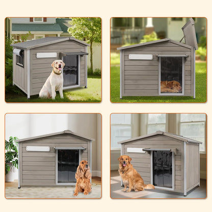 Easy-to-Assemble Large Dog Kennel with Sturdy Wooden Frame