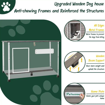 Outdoor Wooden Dog House Puppy Shelter for Small Dogs-PET63