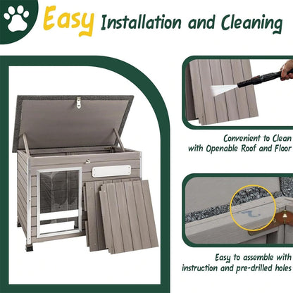 Outdoor Wooden Dog House Puppy Shelter for Small Dogs-PET63