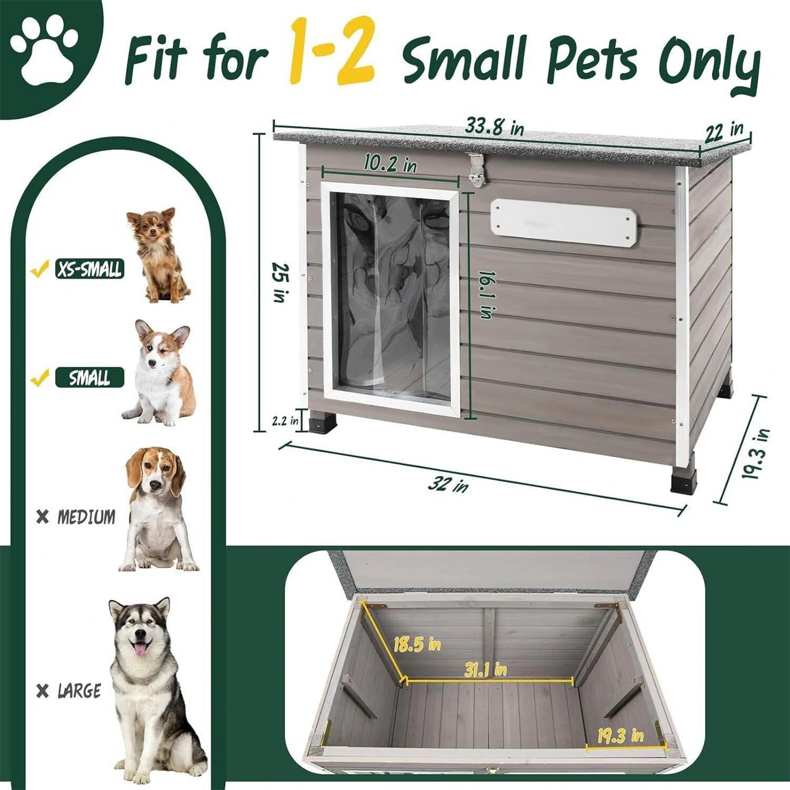 Outdoor Wooden Dog House Puppy Shelter for Small Dogs-PET63