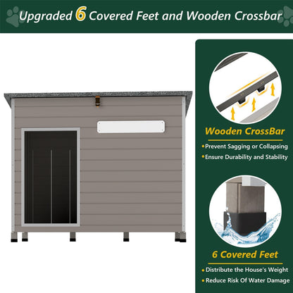 43.3”L Wooden Outdoor Dog Kennel with Anti-Chewing Iron Frames-PET65