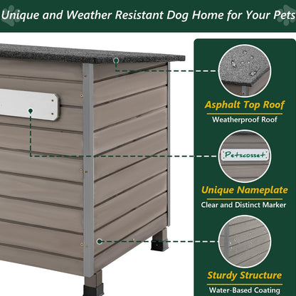 43.3”L Wooden Outdoor Dog Kennel with Anti-Chewing Iron Frames-PET65