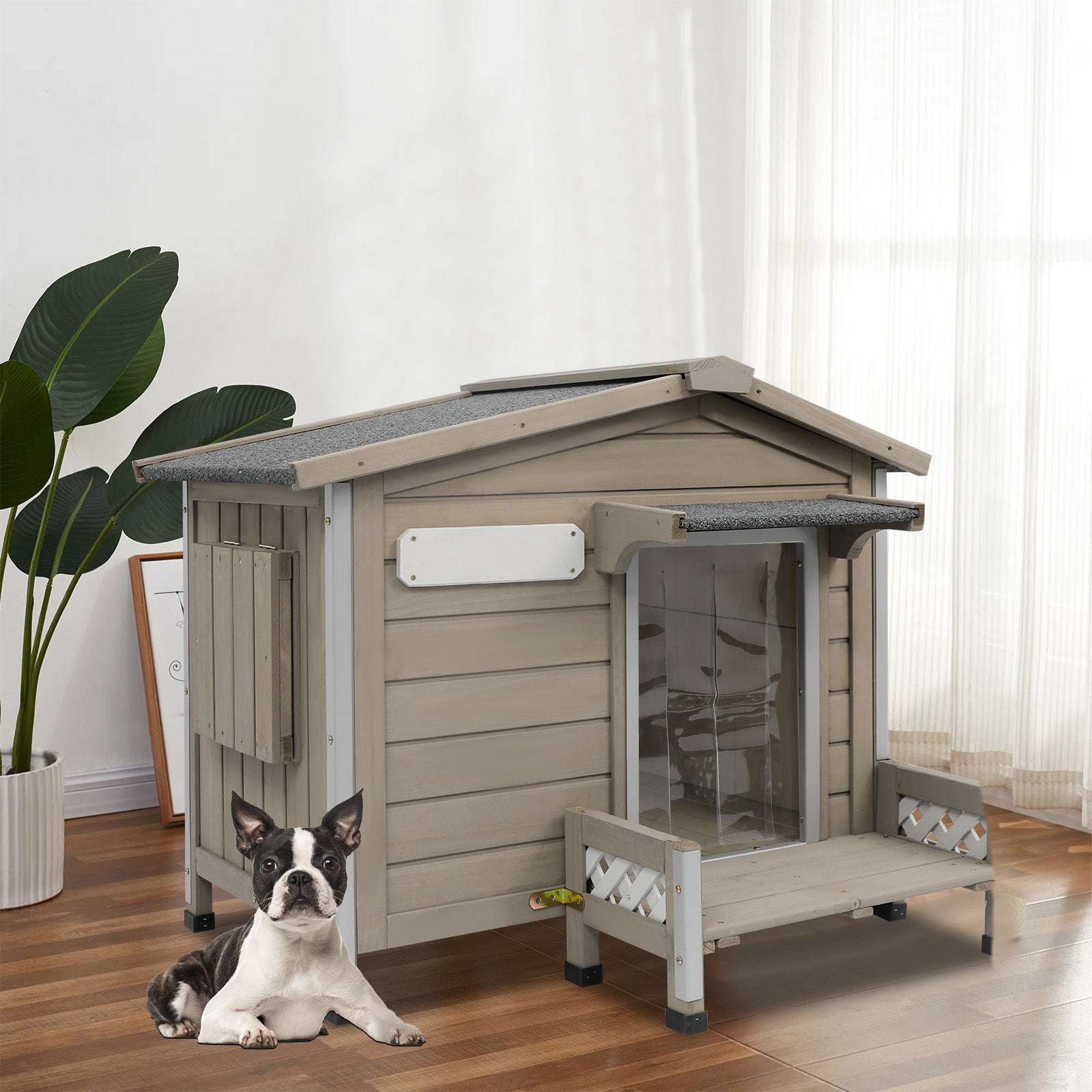 Weatherproof Durable Dog Kennel with Porch 27.8″H-PET66 – Petscosset