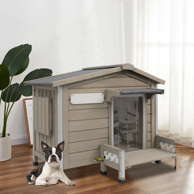 Weatherproof Durable Dog Kennel with Porch 27.8″H-PET66