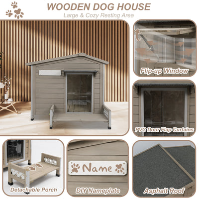 Weatherproof Durable Dog Kennel with Porch 27.8″H-PET66