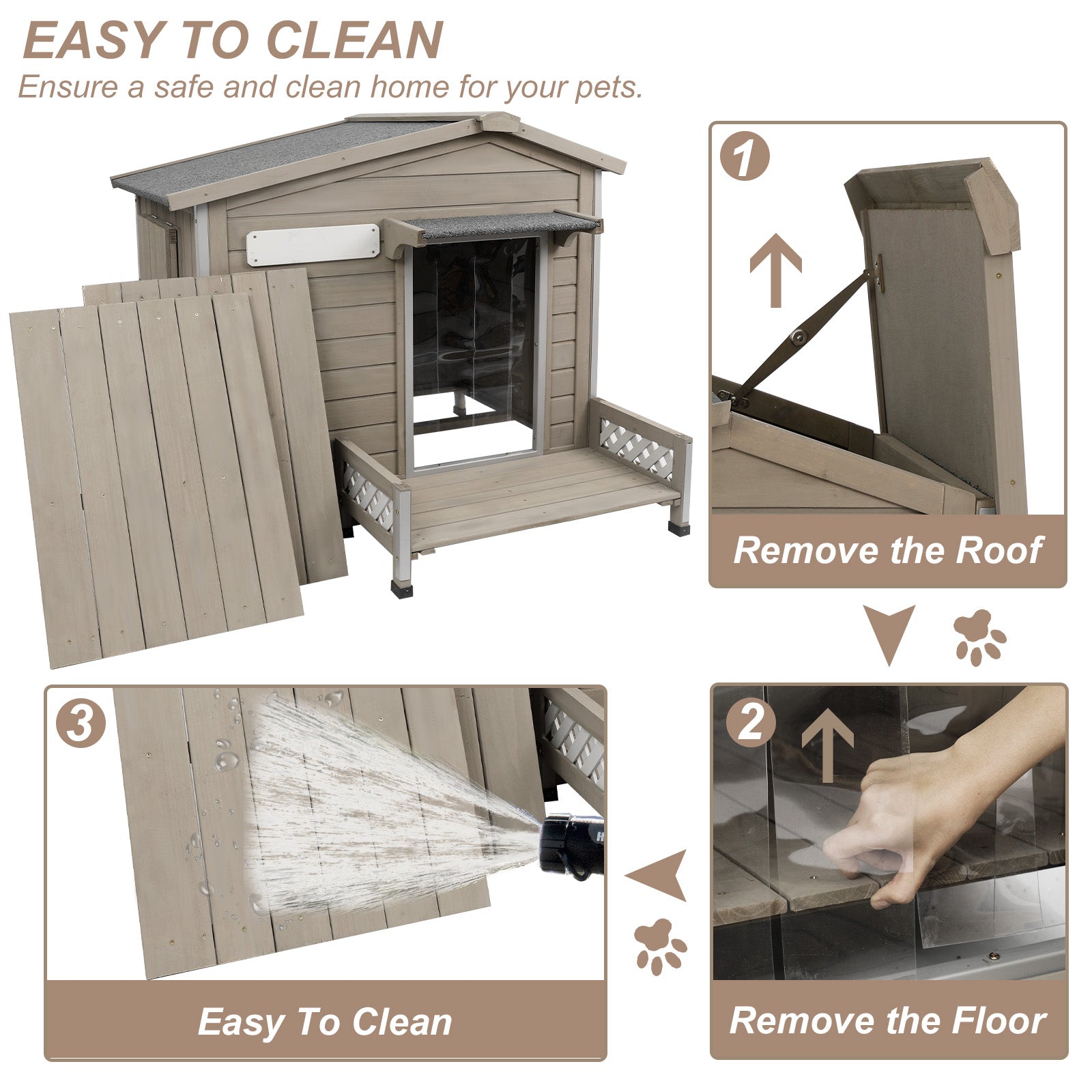 Weatherproof Durable Dog Kennel with Porch 27.8″H-PET66 – Petscosset