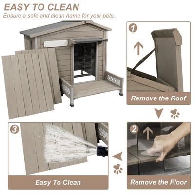 Weatherproof Durable Dog Kennel with Porch 27.8″H-PET66