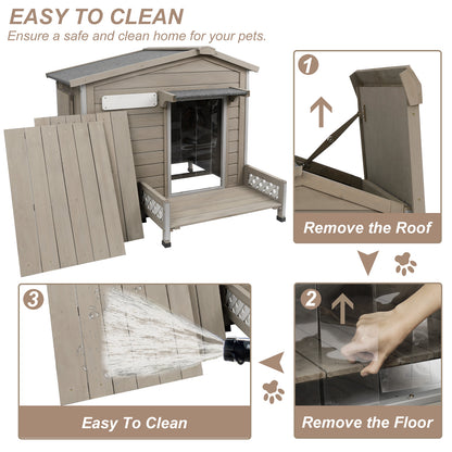 Weatherproof Durable Dog Kennel with Porch 27.8″H-PET66