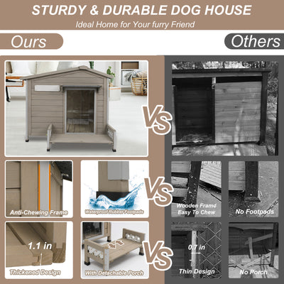 Weatherproof Durable Dog Kennel with Porch 27.8″H-PET66