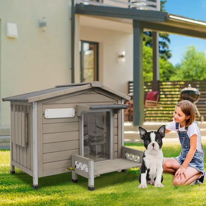 Weatherproof Durable Dog Kennel with Porch 27.8″H-PET66