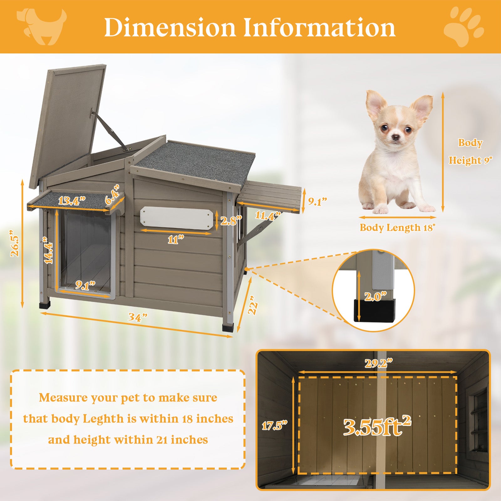 26.5″H Anti-Chewing Iron Frame Wooden Dog Kennel -PET68