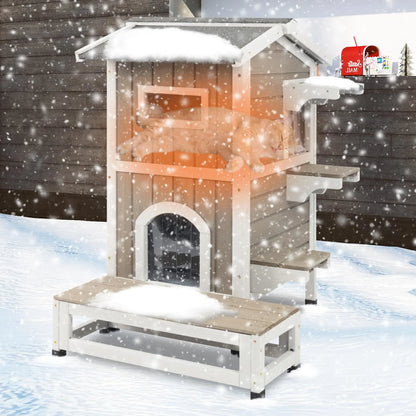Wooden cat shelter with thermal insulation and openable asphalt roof