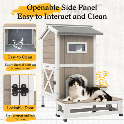 PETSCOSSET weatherproof cat house with insulated scratching cloth