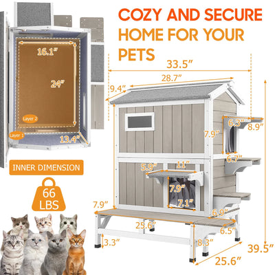 Double-layer insulated cat house for winter outdoor use