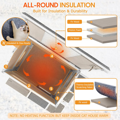 Wooden cat shelter with all-round insulation and openable roof