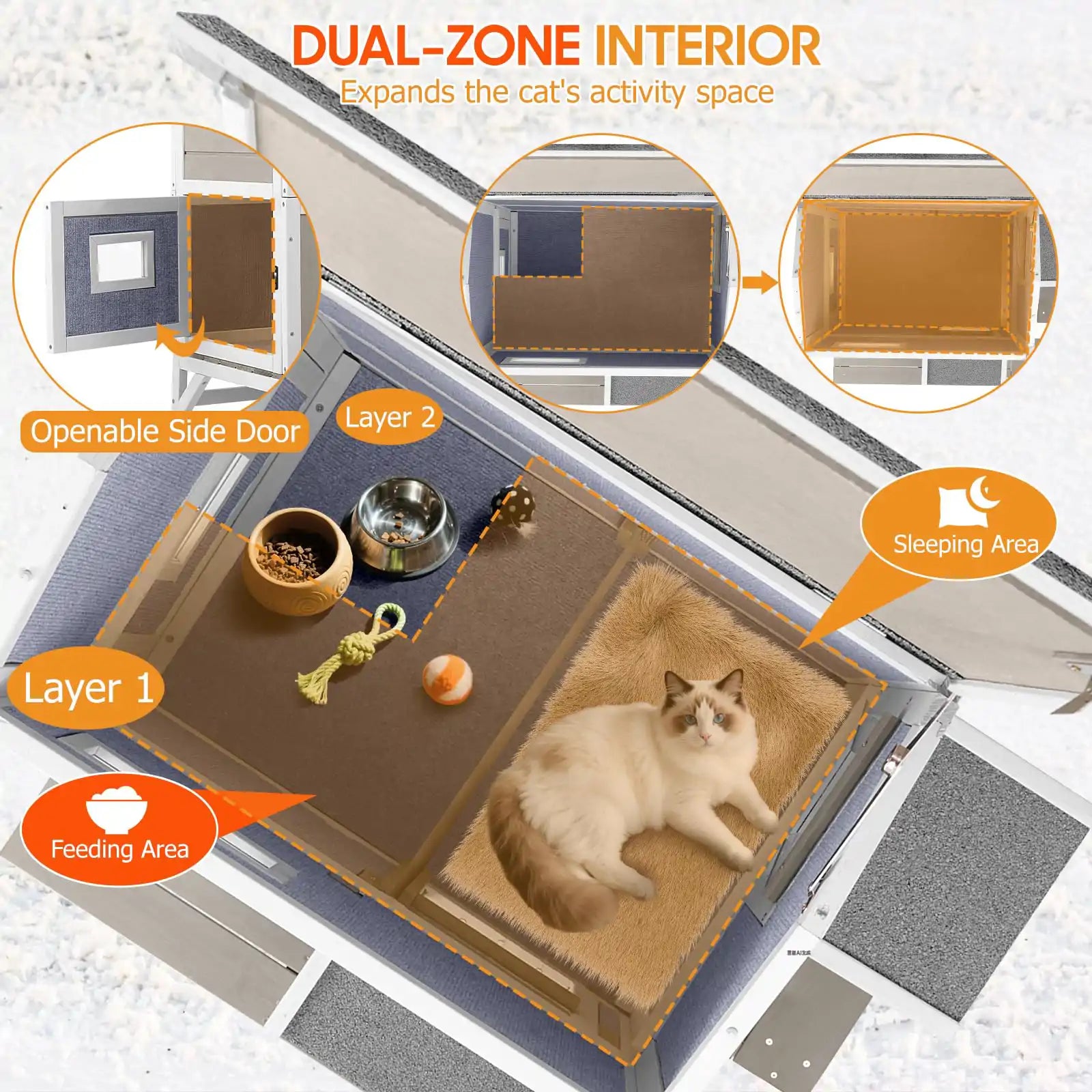 Winter-ready outdoor cat house for feral cats and pets