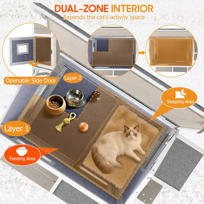 Winter-ready outdoor cat house for feral cats and pets