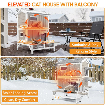 Weatherproof insulated cat house for outdoor cats
