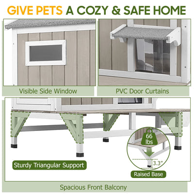 PETSCOSSET outdoor feral cat house placed in garden