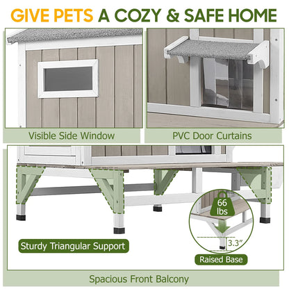 PETSCOSSET outdoor feral cat house placed in garden