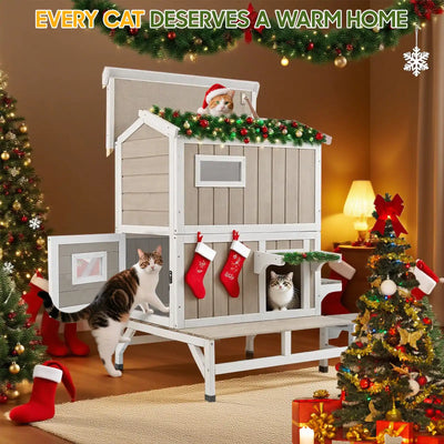 Cozy cat house for outdoor cats and small animals