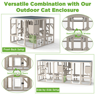 5-Door Expandable Outdoor Wooden Cat Enclosure with Window Access-PET78