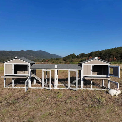 Bunny hutch showing ramp access between levels