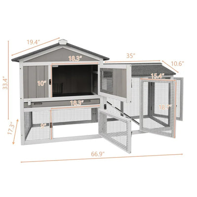 PETSCOSSET rabbit cage placed outdoors in a garden setting