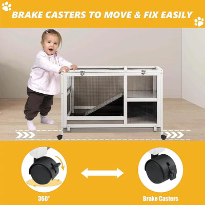 Spacious indoor cage for guinea pigs or small rabbits – side angle