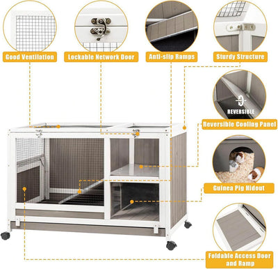 Hutch with easy-access pull-out tray for quick waste removal