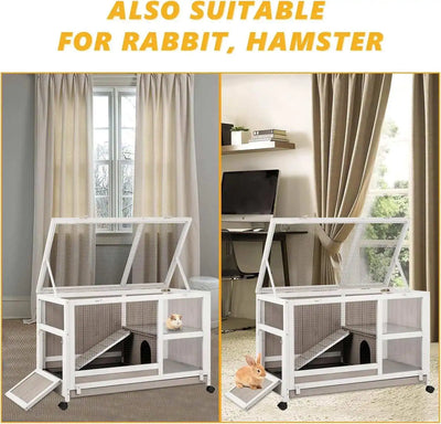 Indoor wooden small animal home with ventilation and ramp