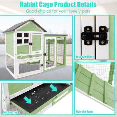 Rabbit cage with pull-out tray and sturdy wire mesh