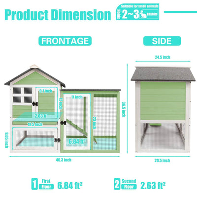 PETSCOSSET rabbit cage side view with ramp extended