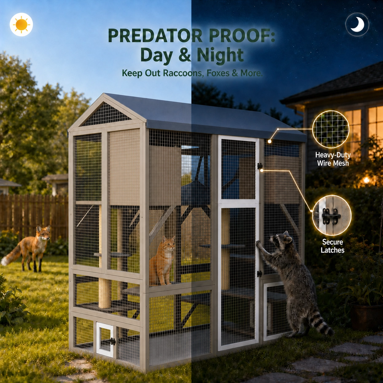 4-Story Large Catio Outdoor Enclosure with Waterproof Roof-PET90