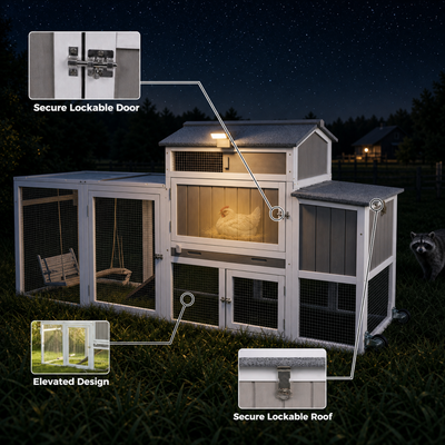 Small Chicken Coop with Run & Swing for 2–3 Chickens-Sloped Roof - PET83