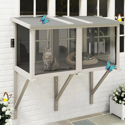 PETSCOSSET PET07 cat window box mounted outside a house window