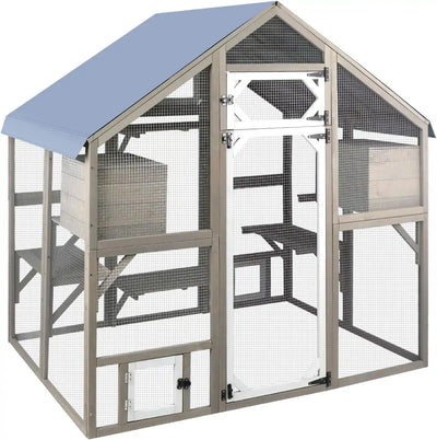 PETSCOSSET PET03 large grey outdoor catio enclosure with bridges

