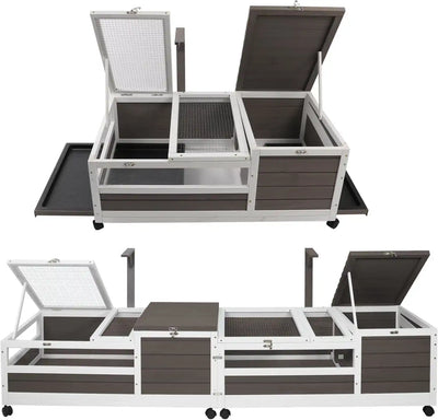 Indoor tortoise enclosure with open-top and mesh lid