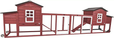 PETSCOSSET PET21W 78.7″ red chicken coop with run and wheels