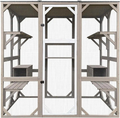 PETSCOSSET 71" Large Outdoor Catio Cat Enclosures Wooden Outside Cat's Patio Cats House
