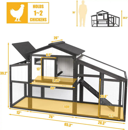 Wooden hen house with UV panel roof and outdoor run