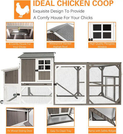 Side view of PET24 chicken coop showing extended run area