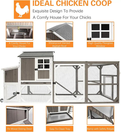Side view of PET24 chicken coop showing extended run area