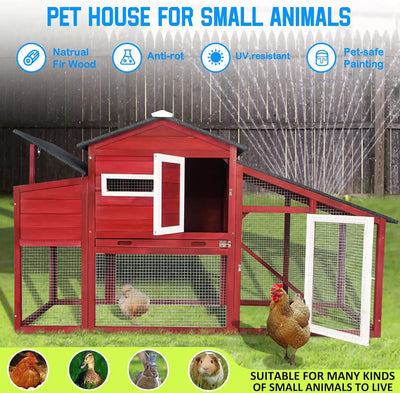 Chicken coop with secure mesh run for free movement