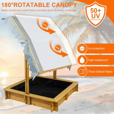 Reinforced seating on both sides of wooden sandbox