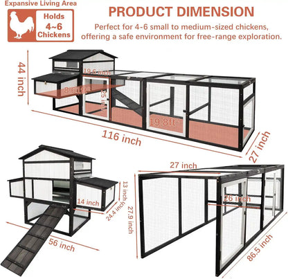 Side view of PET27 extra-large poultry cage with ramp and mesh enclosure
