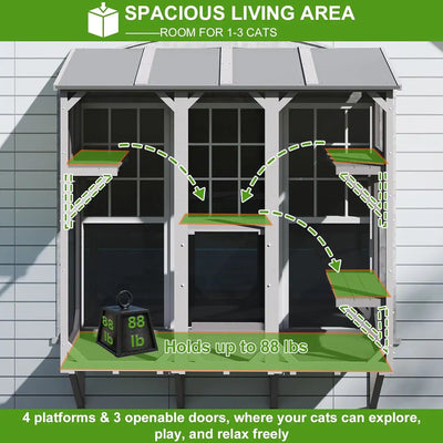 Side view of PET08 catio showing spacious layout for cats