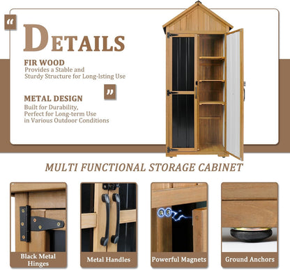 Backyard storage cabinet for gardening tools and supplies